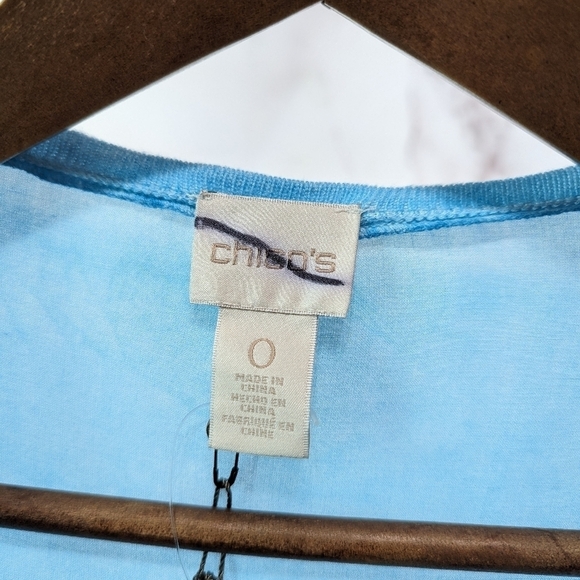 Chicos Ruana Womens 0 Small Blue Wrap Cardigan Topper Summer Tie Dye - Picture 3 of 10